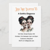 Gothic Elegance Halloween Uitnodiging – Tweeling D (Voorkant / Achterkant)