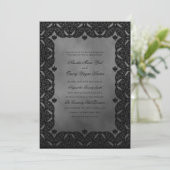 Gothic Elegance Monochrome  Lace Wedding Kaart (Staand voorkant)