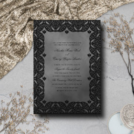 Gothic Elegance Monochrome  Lace Wedding Kaart