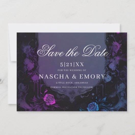 Gothic Elegance Paarse Boho Schedel Bewaar de datu Save The Date (Voorkant)