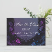 Gothic Elegance Paarse Boho Schedel Bewaar de datu Save The Date (Staand voorkant)