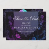 Gothic Elegance Paarse Boho Schedel Bewaar de datu Save The Date (Voorkant / Achterkant)