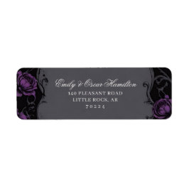 Gothic Elegance Purple Boho Rose Return Address Etiket