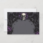 Gothic Elegance Purple Boho Skull Floral Wedding RSVP Kaartje (Achterkant)