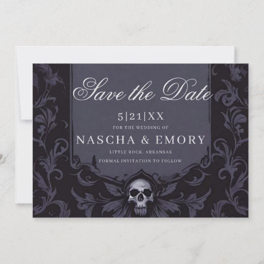 Gothic Elegance Purple Boho Skull Save The Date (Voorkant)