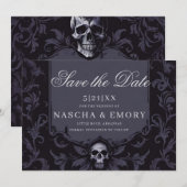 Gothic Elegance Purple Boho Skull Save The Date (Voorkant / Achterkant)