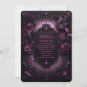 Gothic Elegance Roze en Zwarte verjaardag Uitnodig Kaart (Achterkant)