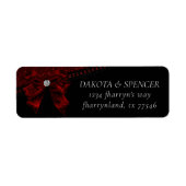 Gothic Elegance | Ruby Red Bow Dark Moody Address Etiket (Voorkant)