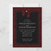 Gothic Elegance | Ruby Red Dark Moody Bow Wedding Kaart (Voorkant)
