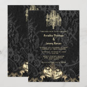 Gothic Elegance Skeleton Halloween Wedding Kaart (Voorkant / Achterkant)