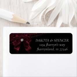 Gothic Elegance | Wine Garnet Bow Return Address Etiket