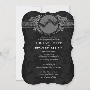  Gothic Elegant Bat Wedding Invitation Kaart