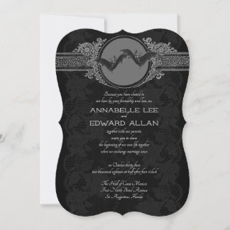  Gothic Elegant Bat Wedding Invitation Kaart