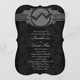  Gothic Elegant Bat Wedding Invitation Kaart