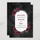 Gothic Elegant Black Till Death Do ons Part Save The Date (Voorkant / Achterkant)