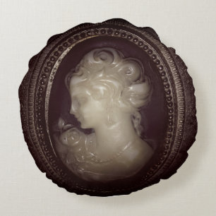 Gothic Elegant Creepy  Victoriaans Cameo Pic Rond Kussen
