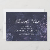 Gothic Elegant Dark Purple Floral Boho Wedding Save The Date (Voorkant)