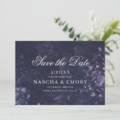 Gothic Elegant Dark Purple Floral Boho Wedding Save The Date (Staand voorkant)