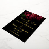 Gothic Elegant Floral Black Gold Save Date Folie Uitnodiging (Gedraaid)