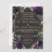 Gothic Elegant Floral Violet Paars Wedding Kaart (Voorkant)