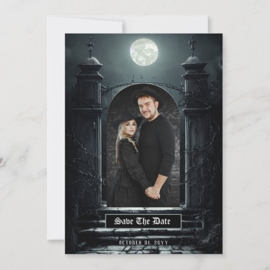 Gothic Elegant Gate Photo Save the Date (Voorkant)