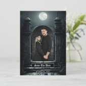 Gothic Elegant Gate Photo Save the Date (Staand voorkant)