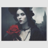 Gothic Elegant Lady Red Rose ontlepagina Tissuepapier (Voorkant)