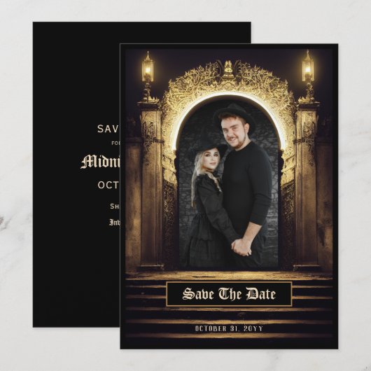 Gothic Elegant Photo Save the Date (Voorkant / Achterkant)