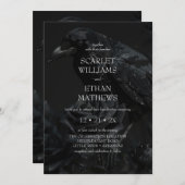 Gothic Elegant Raven & Roos Zwart Handfasting Kaart (Voorkant / Achterkant)