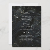 Gothic Elegant Raven & Rose Black Wedding Kaart (Voorkant)