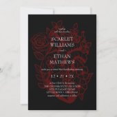 Gothic Elegant Red Black Floral Heart Handfasting Kaart (Voorkant)