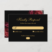 Gothic Elegant Roos Moody Bloemen Zwart Huwelijk RSVP Kaartje