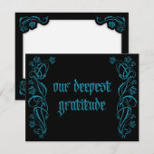 Gothic Elegant Rozen Wedding Bedankkaart (Voorkant / Achterkant)