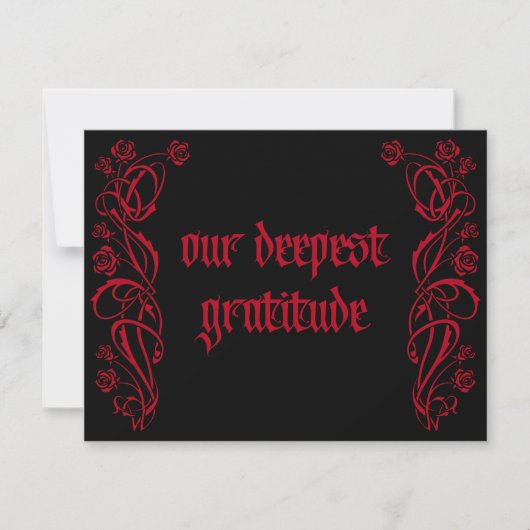 Gothic Elegant Rozen Wedding Bedankkaart (Voorkant)