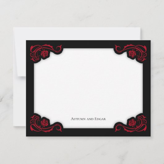 Gothic Elegant Rozen Wedding Bedankkaart (Achterkant)