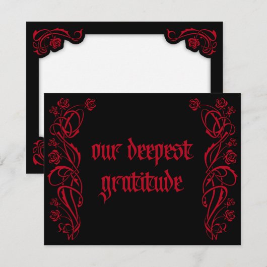 Gothic Elegant Rozen Wedding Bedankkaart (Voorkant / Achterkant)