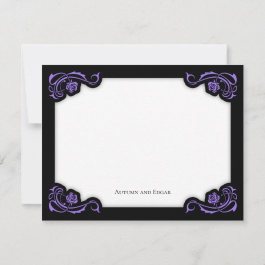 Gothic Elegant Rozen Wedding Bedankkaart (Achterkant)