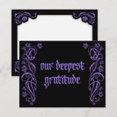 Gothic Elegant Rozen Wedding Bedankkaart (Voorkant / Achterkant)