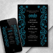 Gothic Elegant Rozen Wedding Kaart