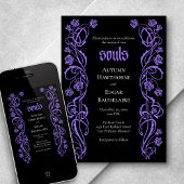 Gothic Elegant Rozen Wedding Kaart