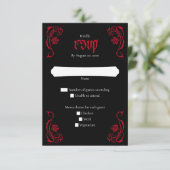 Gothic Elegant Rozen Wedding RSVP Kaartje (Staand voorkant)
