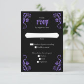 Gothic Elegant Rozen Wedding RSVP Kaartje (Staand voorkant)