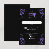 Gothic Elegant Rozen Wedding RSVP Kaartje (Voorkant / Achterkant)