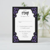 Gothic Elegant Rozen Wedding RSVP Kaartje (Staand voorkant)