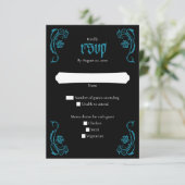 Gothic Elegant Rozen Wedding RSVP Kaartje (Staand voorkant)