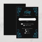 Gothic Elegant Rozen Wedding RSVP Kaartje (Voorkant / Achterkant)