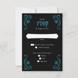 Gothic Elegant Rozen Wedding RSVP Kaartje
