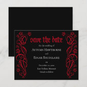 Gothic Elegant Rozen Wedding Save The Date (Voorkant / Achterkant)