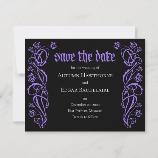 Gothic Elegant Rozen Wedding Save The Date (Voorkant)