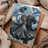 Gothic Elegant Skeletons Dance Moonlight Van Gogh Kaart